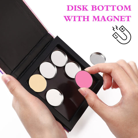 Beaupretty Empty Magnetic Palette Makeup Eyeshadow Palette with Round Metal Pans and Depotting Spatula Set for Eyeshadow Lipstick