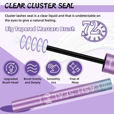 B&Q Lash Sealant 10ML Clear Mascara Lash Sealer for Cluster Lashes Waterproof Overnighter Lash Extension Sealant Healthy Lash Overnight Sealer Longer Life Coating Lash Seal (Clear Seal 10ml)