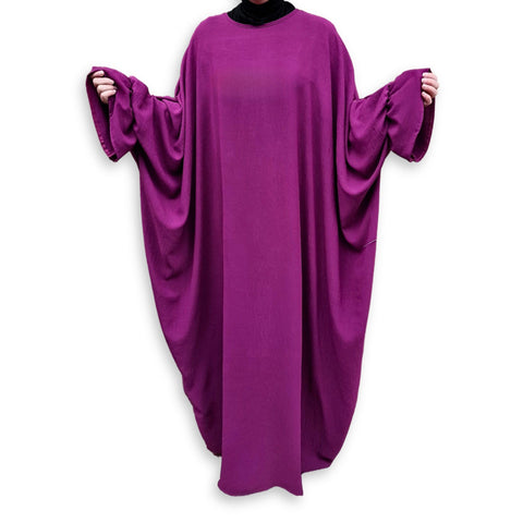 Yaqeen Batwing Abaya Jazz Muslimah Maxi dress Boho Plus size Islamic Prayer Dress Ideal Casual/Mosque/Madrassa/Ramadan/Eid/Hajj/Umrah (Purple)