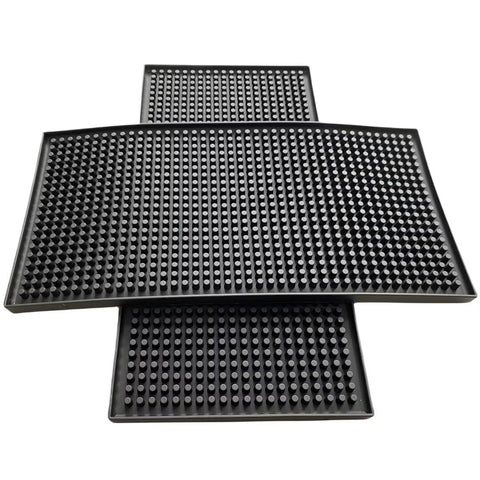 Xibany Small Bar Mat, 6" x 12" PVC Black Coffee Mat for Home Bar Essentials Accesories, Cocktail Mat for Bartender, Spill Mat for Kitchen Countertop Cup Glasses Drying Mat, 2PCS