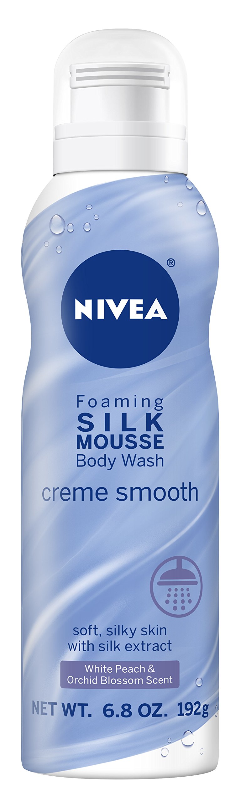 Nivea Creme Smooth Foaming Silk Mousse Body Wash, White Peach and Orchid Blossom, 6.8 Ounce