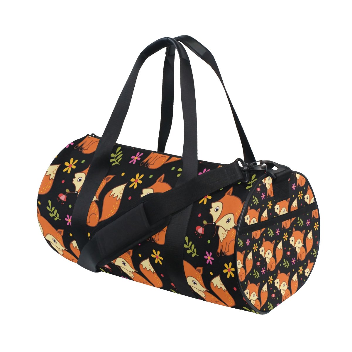 ISAOA Gym Bag Cute Fox And Flowers Sports Duffel Bag for Women and Men