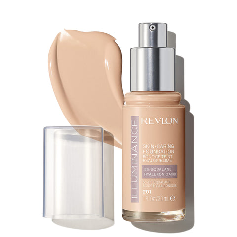 Revlon Illuminance Skin-Caring Liquid Foundation, Hyaluronic Acid, Hydrating and Nourishing Formula with Medium Coverage, 201 Creamy Natural (Pack of 1)