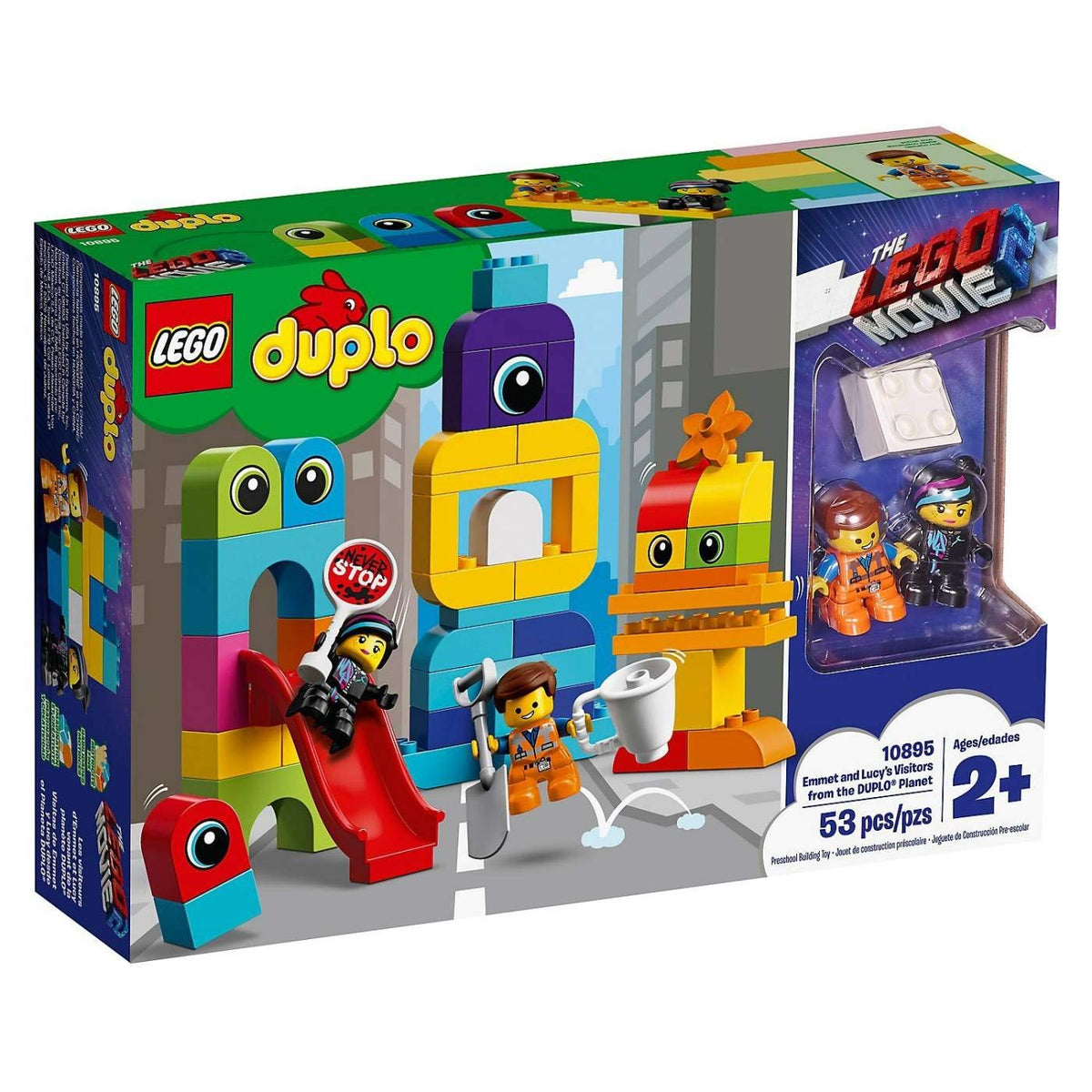 LEGO DUPLO THE LEGO MOVIE 2 Emmet and LucyÃ¢â‚¬â„¢s Visitors from the DUPLO Planet 10895 Building Bricks, 2019 (53 Pieces)