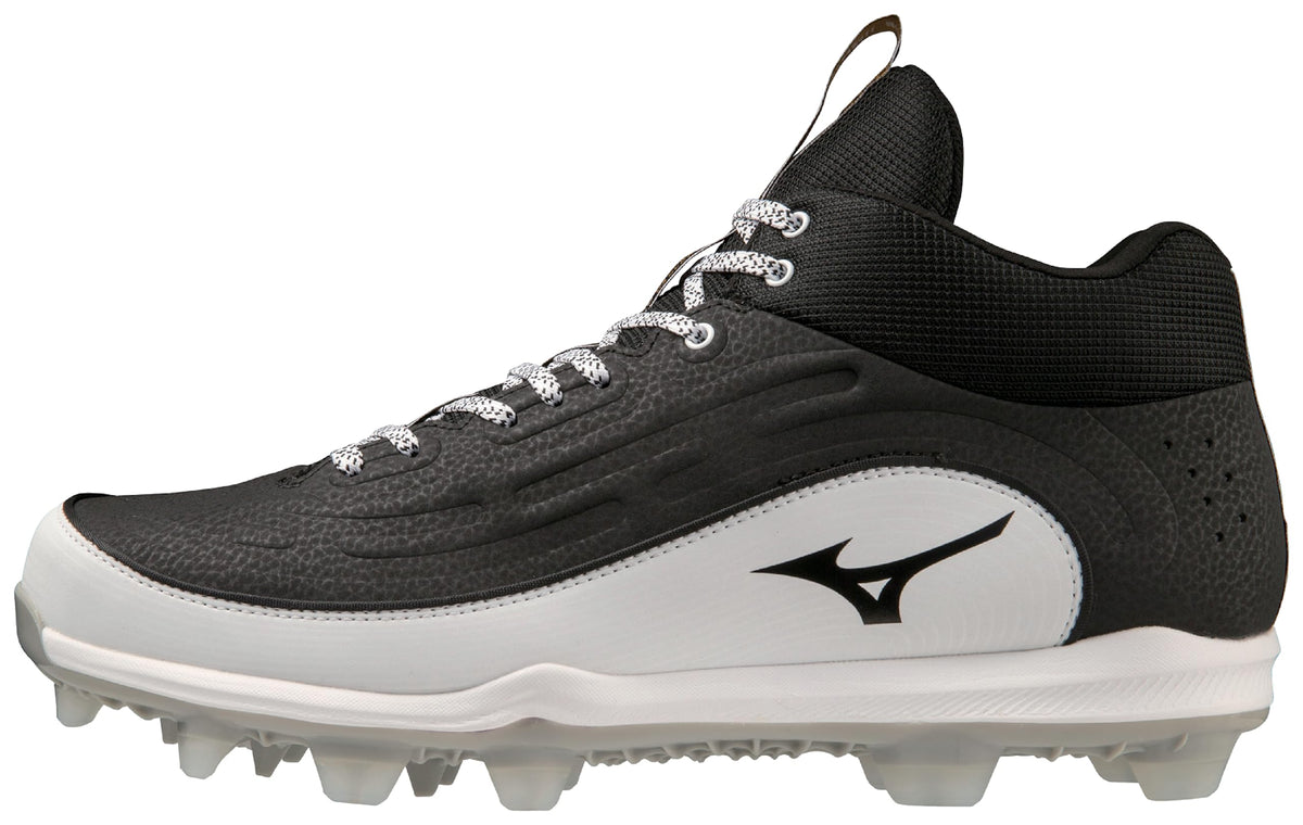 Mizuno Men's Ambition 3 Mid TPU Baseball Cleats, Black/White, 8 UK