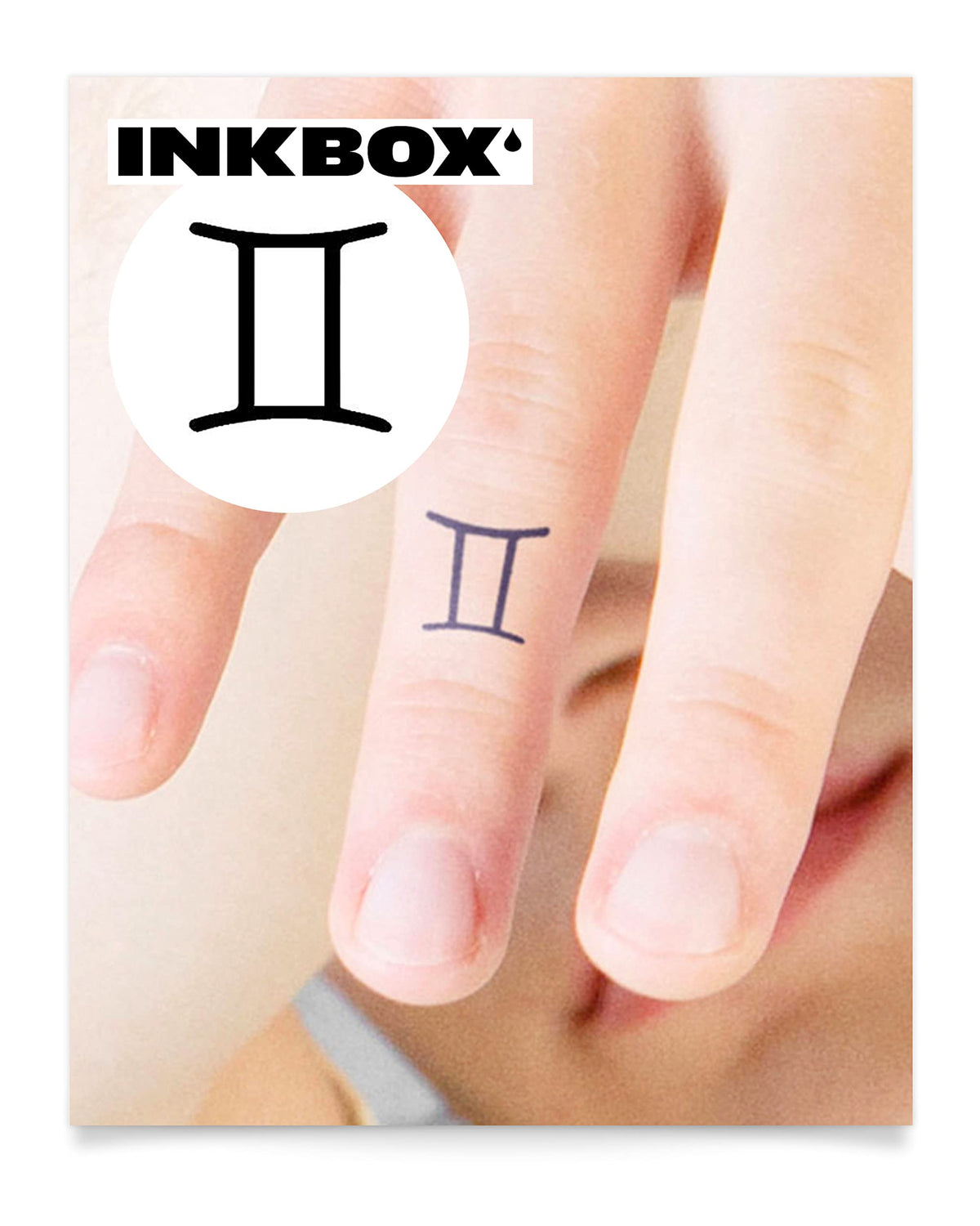 Inkbox Temporary Tattoos, Semi-Permanent Tattoo, One Premium Easy Long Lasting, Water-Resistant Temp Tattoo with For Now Ink - Lasts 1-2 Weeks, Astrological Gemini, 1 x 1 in