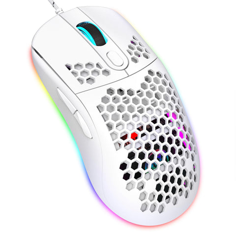 Wired Gaming Mouse, 8000 DPI Wired Optical Gamer Mouse with RGB Backlight, 6 Programming Buttons, Macro Editing Mouse for Laptap PC (White), Serounderw8pobys6x4-12