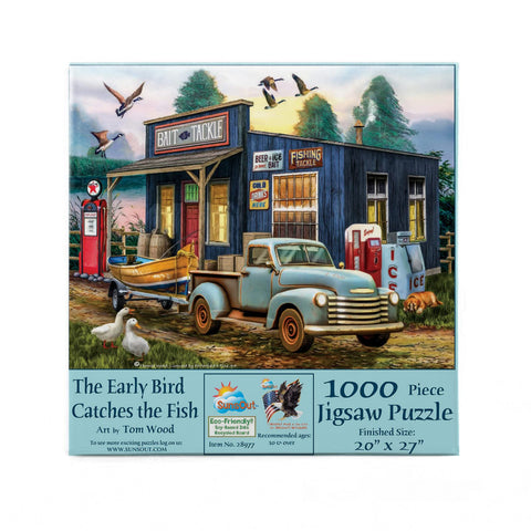 SUNSOUT INC - The Early Bird Catchs The Fish - 1000 pc Jigsaw Puzzle by Artist: Tom Wood - Finished Size 20" x 27" - MPN# 28977