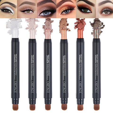 Bekoeen Set of 6 Neutral Double-Ended Makeup Eyeshadow Sticks, Matte and Shimmer Eye and Face Highlighters, Long-Lasting Waterproof Finish, Shimmering Pearl (setA)