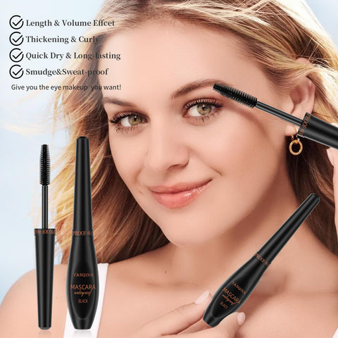 YANQINA Mascara,Volume and Length Mascara Liquid Lash Extensions Long-Lasting and Waterproof & Smudge-Proof, Can Be Gift