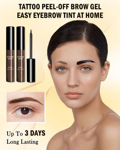 2Pcs Peel Off Tattoo Eyebrow Gel Set- Dark Brown Eyebrow Tattoo Peel Off Tinted Brow Gel, Last Up to 3 Days, Waterproof Eyebrow Tattoos Gel, Peeling Eye Brow Makeup Gel with Brow Stencils & Razor-01