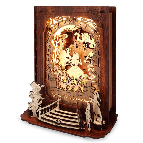 FUNPOLA Alice in Wonderland 3D Puzzle Nightlight - DIY 3D LED Book Lamp - 3D Wood Puzzles DÃƒÆ’Ã†â€™Ãƒâ€ Ã¢â‚¬â„¢ÃƒÆ’Ã¢â‚¬Â ÃƒÂ¢Ã¢â€šÂ¬Ã¢â€žÂ¢ÃƒÆ’Ã†â€™ÃƒÂ¢Ã¢â€šÂ¬Ã…Â¡ÃƒÆ’Ã¢â‚¬Å¡Ãƒâ€šÃ‚Â©cor Lamp for Kids and Adults