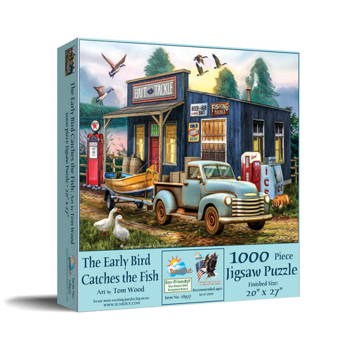 SUNSOUT INC - The Early Bird Catchs The Fish - 1000 pc Jigsaw Puzzle by Artist: Tom Wood - Finished Size 20" x 27" - MPN# 28977