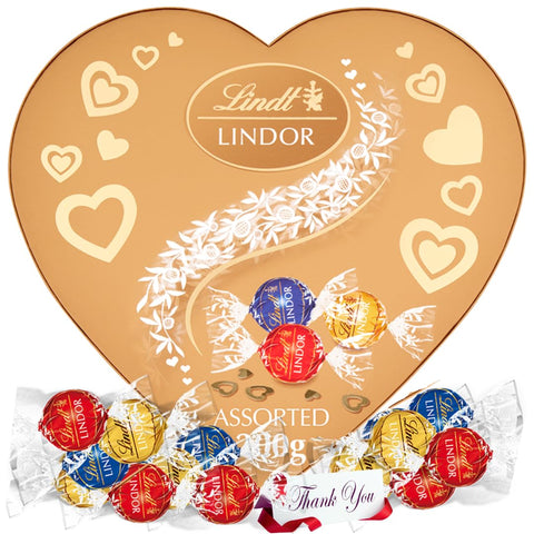 Lindor Chocolate heart box - Liindt assorted 200g chocolate truffles | Liindt Gold Heart with Selection Truffles | Gift for Her, him, Valentine's day | Chocolate Gift/Hamper