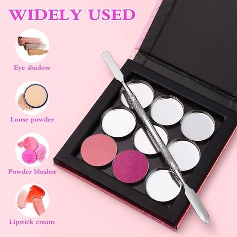 Beaupretty Empty Magnetic Palette Makeup Eyeshadow Palette with Round Metal Pans and Depotting Spatula Set for Eyeshadow Lipstick