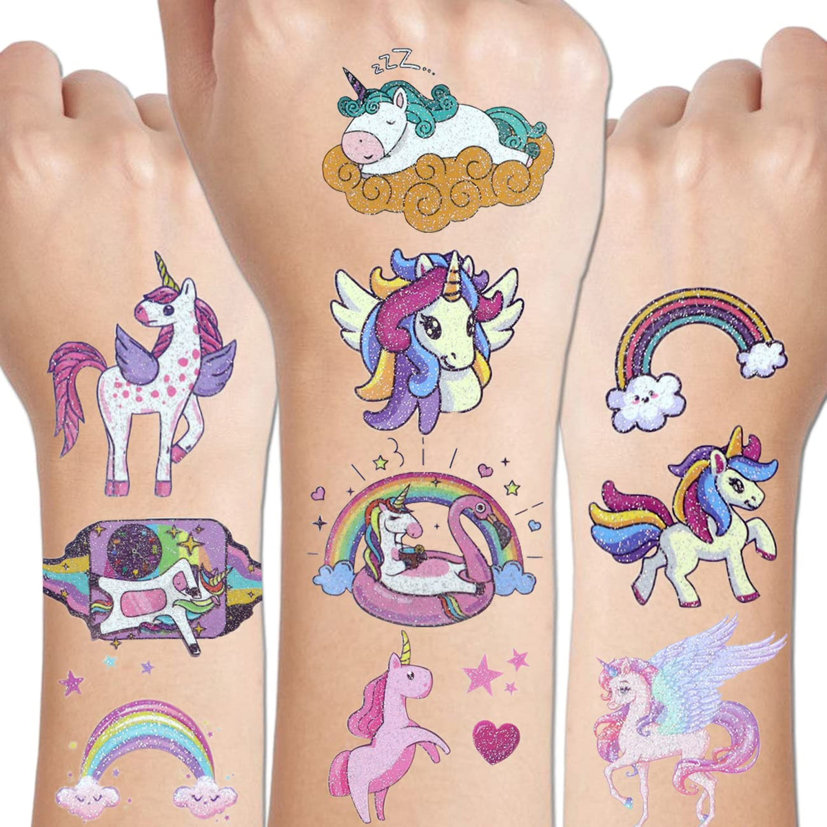 CHARLENT Glitter Tattoos for Girls - 110 PCS Glitter Temporary Tattoos for Girls Birthday Party Favors Goodie Bag Fillers