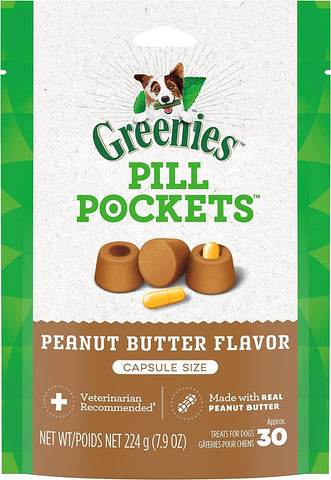 Greenies Dog Capsule Pill Pocket Peanut Butter 30 Count - Pack of 4