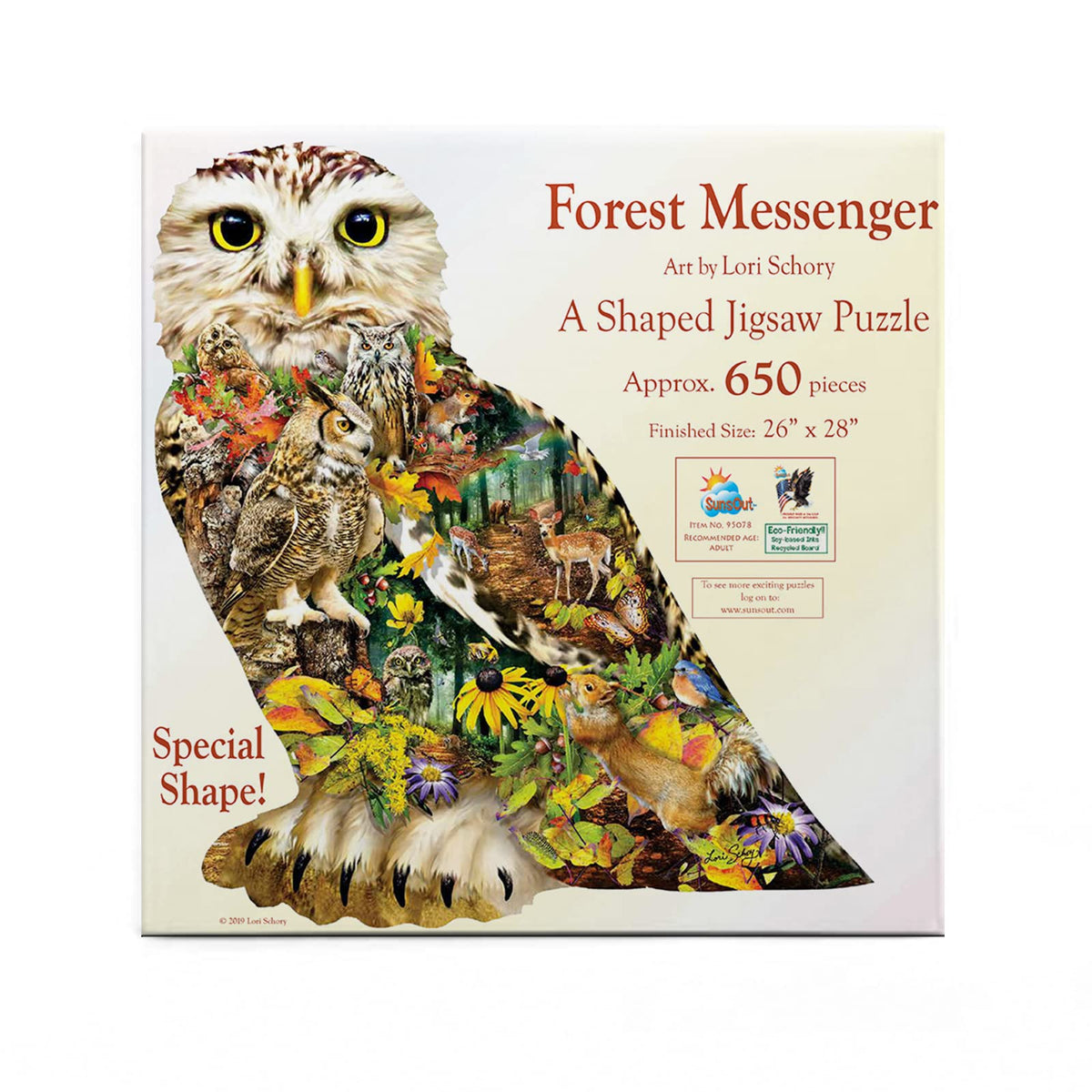 SUNSOUT INC - Forest Messenger - 650 pc Special Shape Jigsaw Puzzle by Artist: Lori Schory - Finished Size 26" x 28" - MPN# 95078