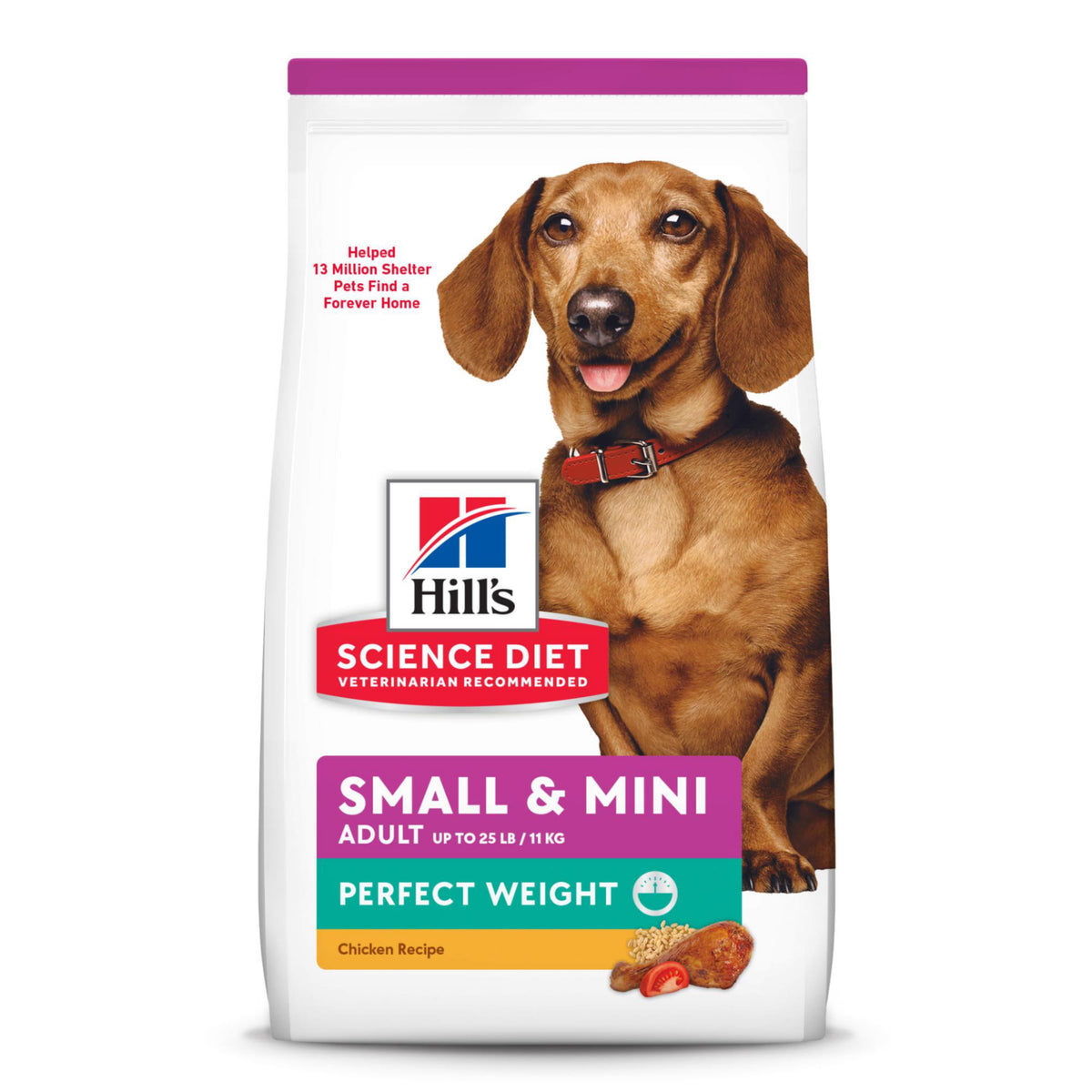 Hill's Science Diet Dry Dog Food, Adult, Perfect Weight for Healthy Weight & Weight Management, Small & Mini Breeds, Chicken Recipe, 4 lb. Bag