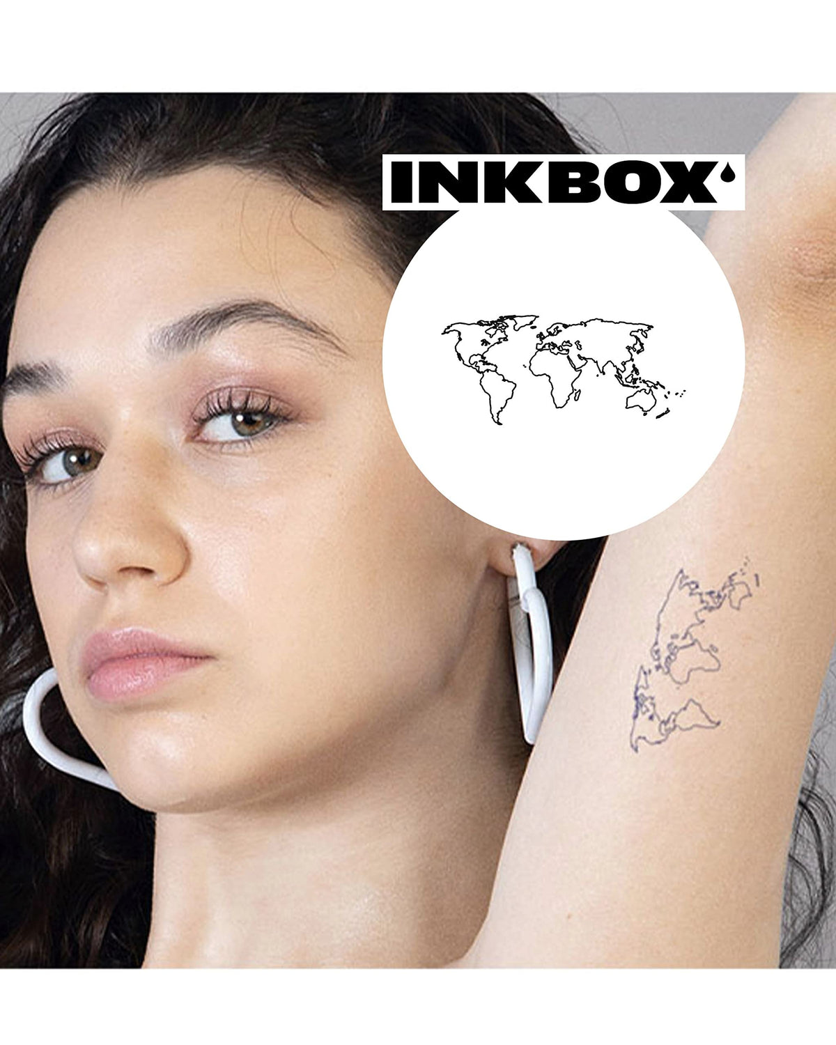 Inkbox Temporary Tattoos, Semi-Permanent Tattoo, One Premium Easy Long Lasting, Water-Resistant Temp Tattoo with For Now Ink - Lasts 1-2 Weeks, Worla, 3 x 3 in