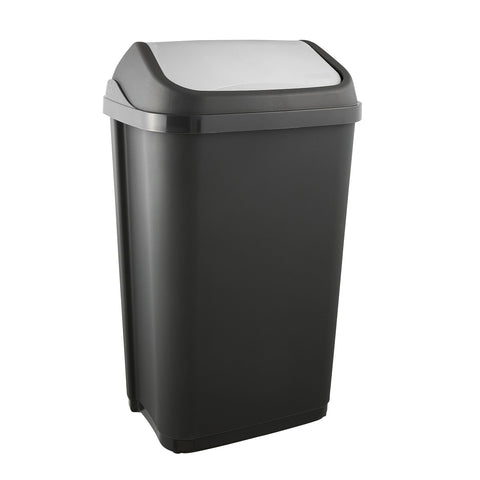 keeeper Waste Bin with Swing Lid, 50 Litre, Swantje, Graphite Grey