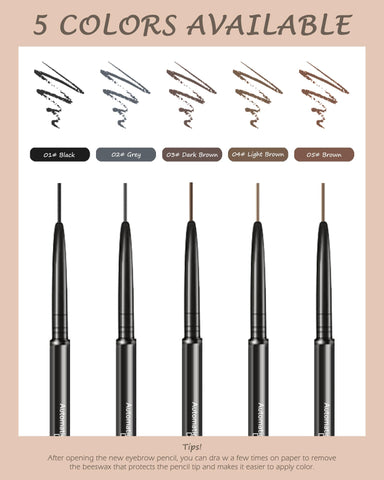 LYSdefeu Eyebrow Pencil - 4 Pcs Professional Micro Brow Pencil Kit with Brow Razor, Waterproof Eyebrow Makeup with Dual Ends, Ultra-Fine Mechanical Pencil for Women Eye Makeup - 03 Dark Brown