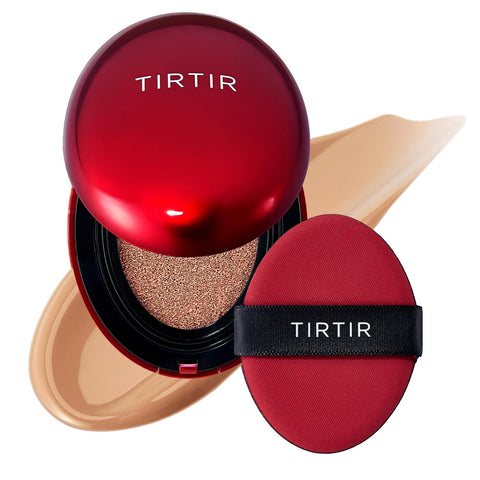 TIRTIR Mask Fit Red Cushion Foundation | Full coverage, Weighless, Skin fit, Satin Glow Finish, Korean cushion foundation (Pack of 1)