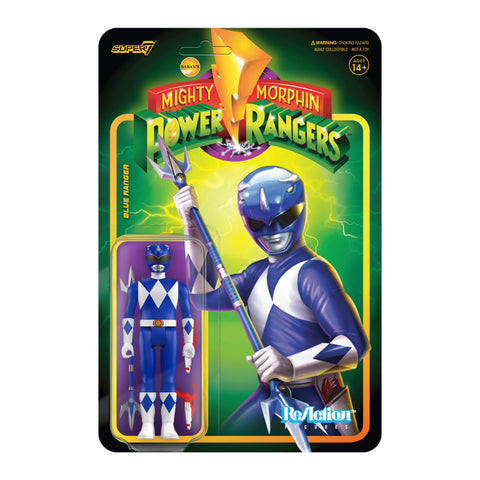 Super7 Mighty Morphin Power Rangers Blue Ranger - 3.75" Power Rangers Action Figure with Accessories Classic TV Show Collectibles and Retro Toys