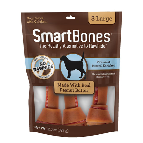 SmartBones Dog Chews, Treat Your Dog to Rawhide-Free Dog Bones, Made With Real Meat and Vegetables, 3 Large