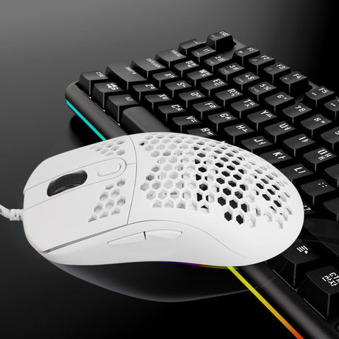 Zunate X600 RGB Lighting Mouse, 6 Programmable Buttons 8000 DPI Gaming Mouse, Ergonomic Design for Laptop Gamer (White)