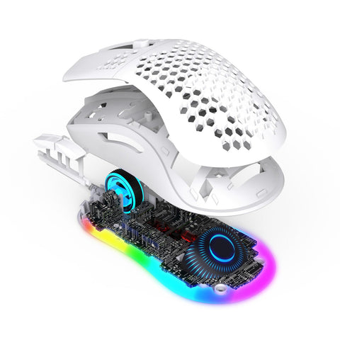 Zunate X600 RGB Lighting Mouse, 6 Programmable Buttons 8000 DPI Gaming Mouse, Ergonomic Design for Laptop Gamer (White)