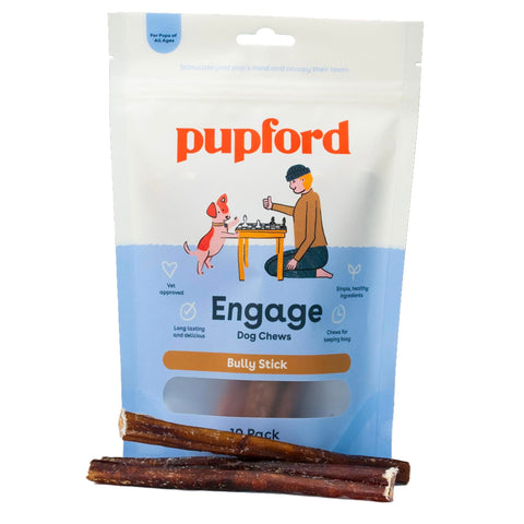 Pupford Thick Bully Sticks for Aggressive Chewers | Durable, Tough, Soft, Long-Lasting Chews for Dogs of All Ages & Sizes | Single Ingredient, Cleans Teeth - 10 Count