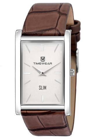 TIMEWEAR Slim Two Hands Brown Leather Strap Analogue Watch For Men