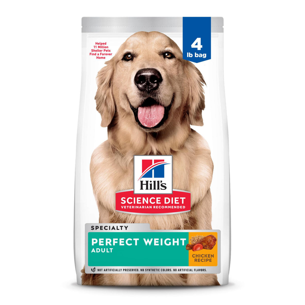 Hill's Science Diet Dry Dog Food, Adult, Perfect Weight for Healthy Weight & Weight Management, Chicken Recipe, 4 lb Bag