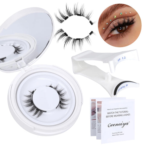 Natural Magnetic Eyelashes without Eyeliner Magnetic Lashes Natural Look Reusable Magnetic Eyelashes Kit with Applicator, Wispy False Eyelashes No Glue or Liner Needed (1 PAIR)