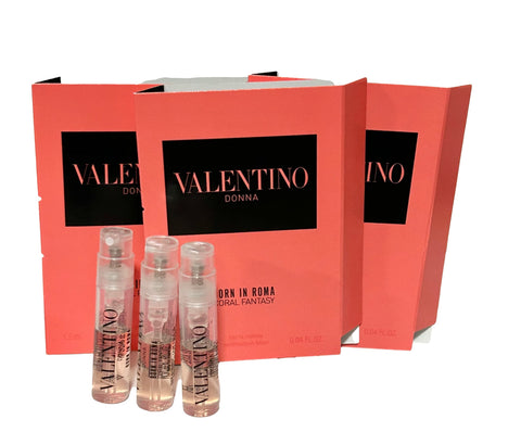 Valentino Born in Roma Coral Fantasy EDP 0.04 fl. oz. Sample Vial Lot of 3 Glass Partially filled Spray Mini Perfume Vial Eau De Parfum