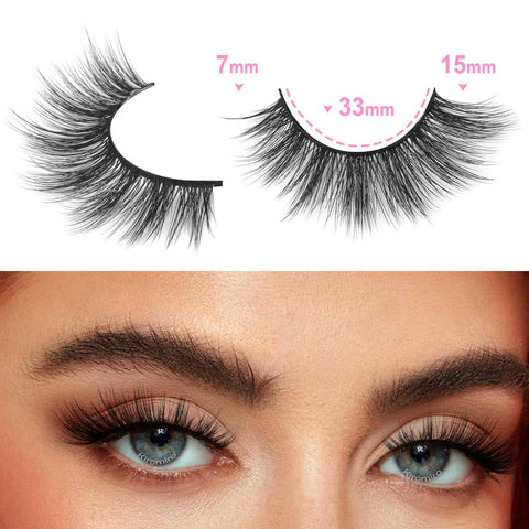 20 Pairs Lashes Wispy Faux Mink Lashes Fluffy 15mm Cat Eye False Eyelashes Natural Look 3D Volume C Curl Strip Lashes Pack by Kiromiro