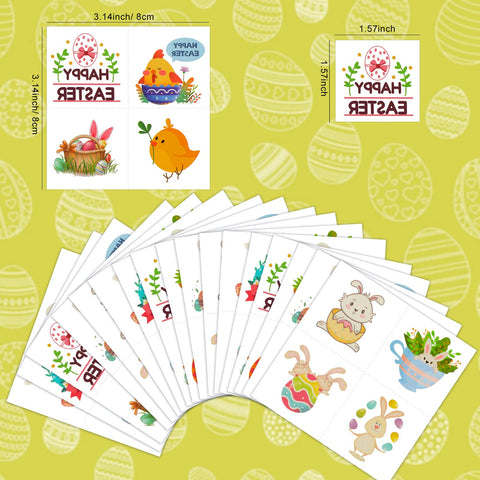 Konsait 72pcs Easter Temporary Tattoos For Kids,Cute Bunny Tattoo Stickers for Boys Girls Toddlers Easter Party Favors Supplies,Fun Easter Gifts For Easter Egg Fillers Easter Basket Stuffers Egg decor