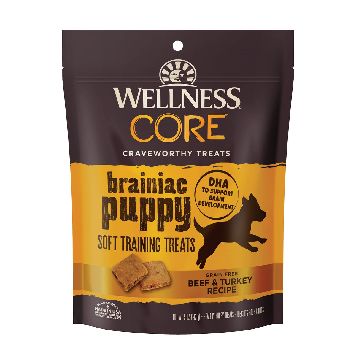 Wellness CORE Brainiac Puppy Soft Training Dog Treats (Previously Puppy Bites), Grain Free, Beef & Turkey, 5 Ounce Bag