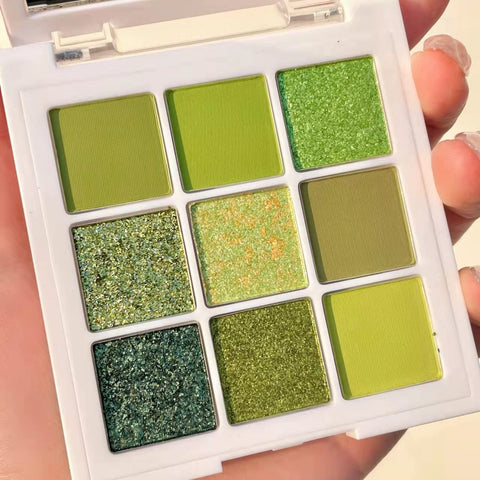 MAEPEOR Olive Green Eyeshadow Palette 9 Colors Stunning Matte Glitter Eyeshadow Palette Longlasting Waterproof Shimmer Eye Shadow for Girls and Women (Set 5, Olive Green)