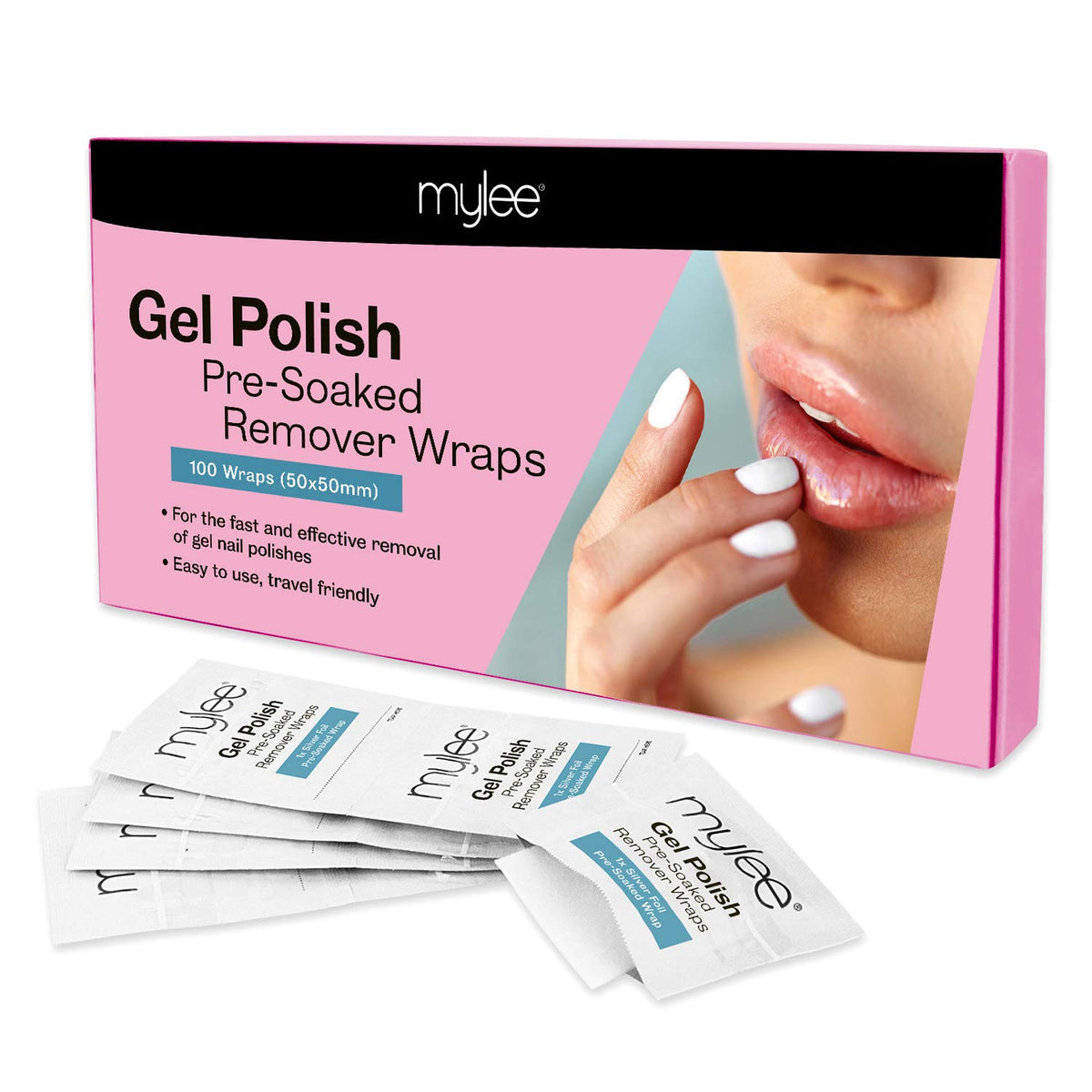 Mylee Professional Salon Gel Polish Remover Pre-Soaked Acetone Pads and Foil Wraps for Manicure and Pedicure, Nail Art Cleaner - (100 wipes)