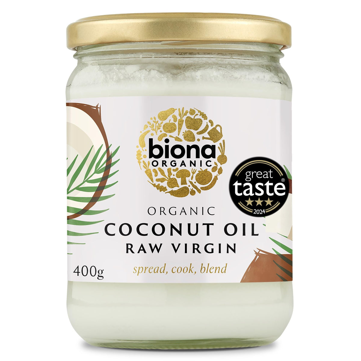 Biona Organic Raw Virgin Coconut Oil 400g - Great Taste Award 2024 Winner - Versatile Cooking Ingredient & Natural Beauty Product