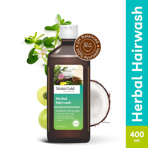 Mukti Gold Herbal Hairwash - 400mL | Shampoo for Hairfall and Hair Growth | For all Hair Types | Blend of 15 Natural Herbs | Sulphate and Paraben Free (400ml (Pack of 1))