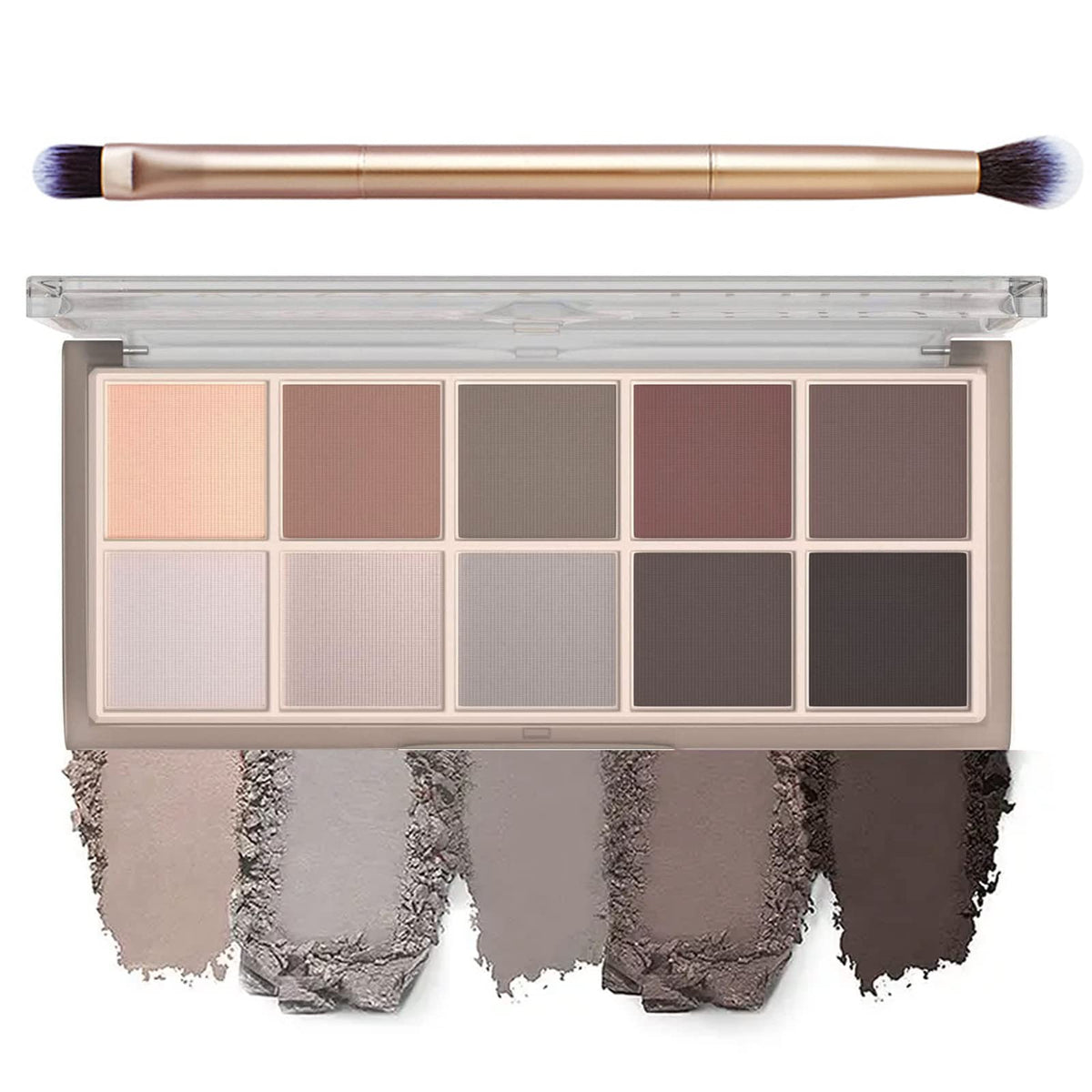 BestLand 10 Colors Matte Nudes Eye Shadow Palette - Blendable and Long-Lasting Cool Toned Eyeshadow with Brush - Eye Makeup for Smok, Natural and Bold Looks, Eyeshadow for Older Women (Cool Cement)