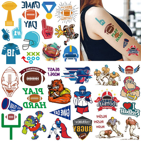 Temporary Tattoo, 60pcs Fake Tattoos Designs, Waterproof Body Art Stickers, Fan Games Event Tattoo Decorations, Party Favors Scholl Reward Prizes Supplies for Boys Girls Women Men 10 Sheets Football