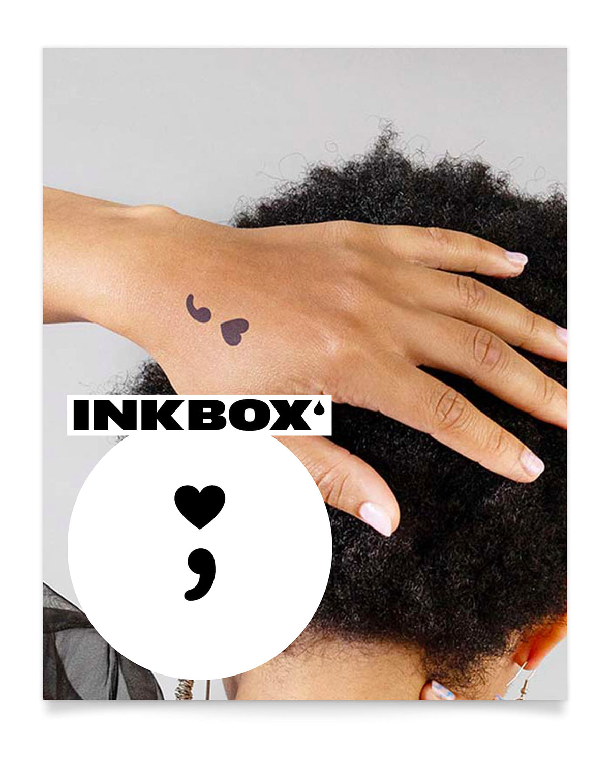 Inkbox Temporary Tattoos, Semi-Permanent Tattoo, One Premium Easy Long Lasting, Water-Resistant Temp Tattoo with For Now Ink - Lasts 1-2 Weeks, Semicolon Tattoo, 2 x 2 in, Persist