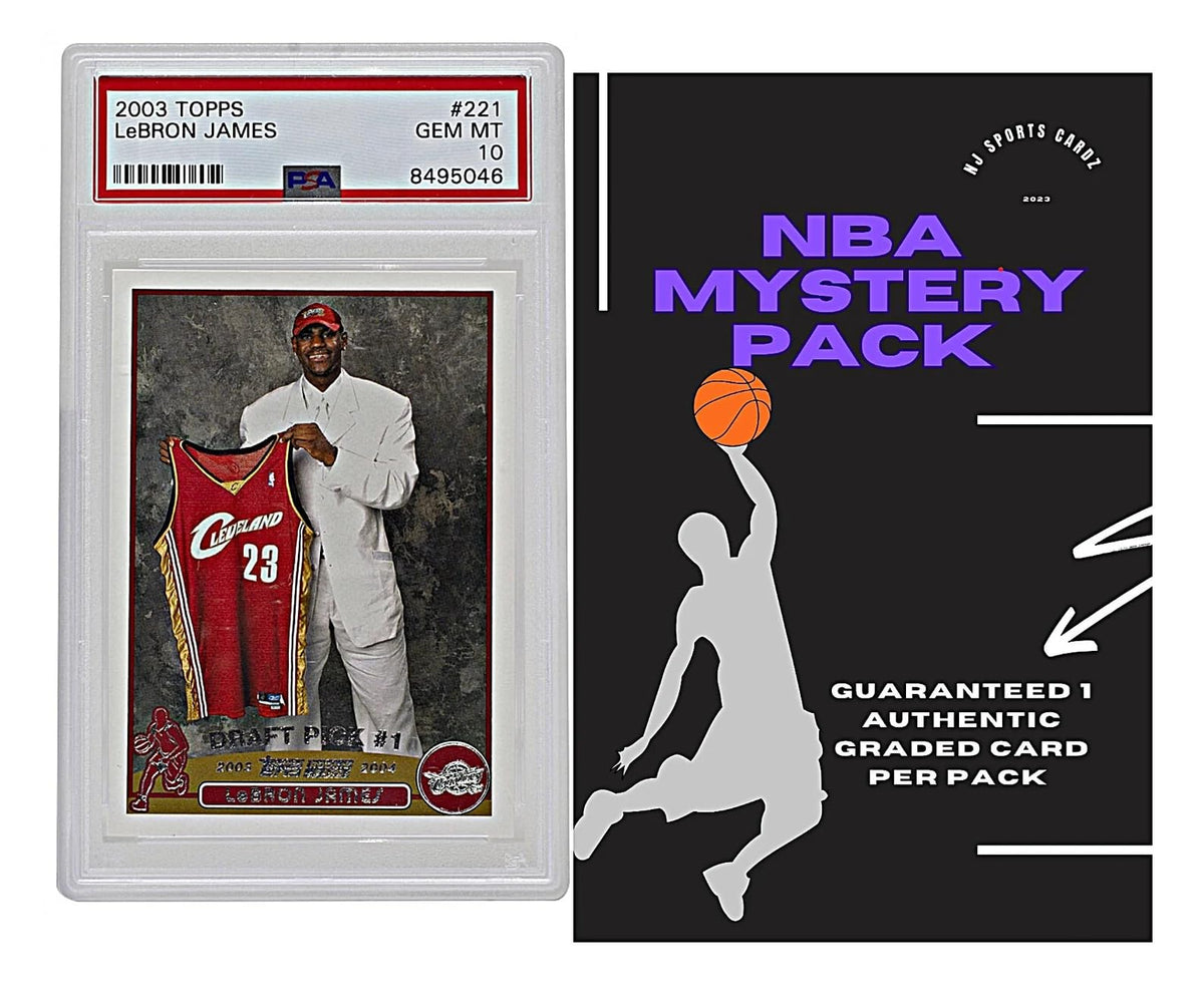 PSA Basketball Graded Card Mystery Pack | 1 PSA Graded Basketball Card | Grade 7+ Guaranteed | Contains One Graded Vintage, Rookie, Legend or Current Star | by NJ Sports Cardz