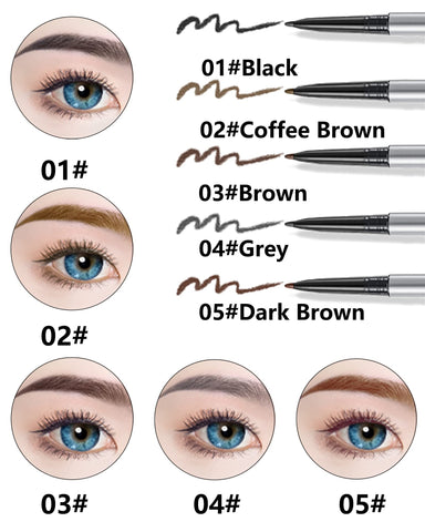 Eyebrow Pencil with Spoolie Brush- 4Pcs Professional Micro 1.5mm Tip Brow Pencil with Dual Ends Kit, Longwearing Waterproof Sweat-proof Eye Brow Pencil, Eyebrow Makeup Pencil for Women-05 Dark Brown