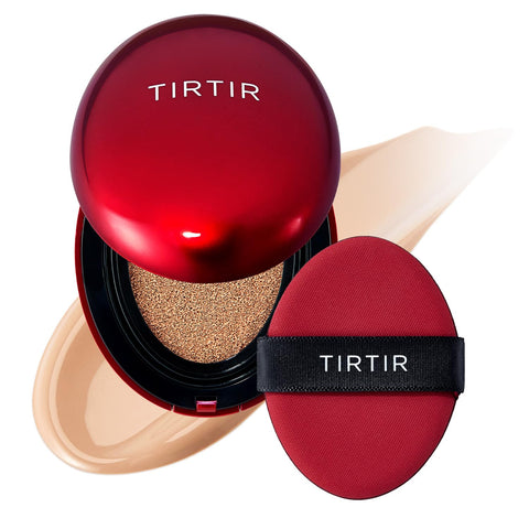 TIRTIR Mask Fit Red Cushion Foundation | Full coverage, Weighless, Skin fit, Satin Glow Finish, Korean cushion foundation (Pack of 1)