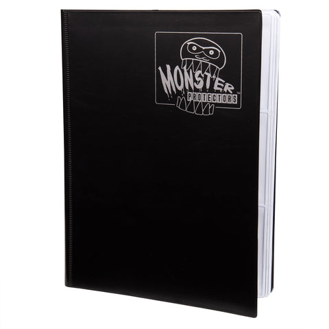 Monster 9 Pocket Binder-Side Loading Trading Card Album -Matte Black w/White Pages -Holds 360 Standard Size TCGs - Works with Yugioh, Magic The Gathering, Pokémon & Sports Cards-Safe & Secure Storage